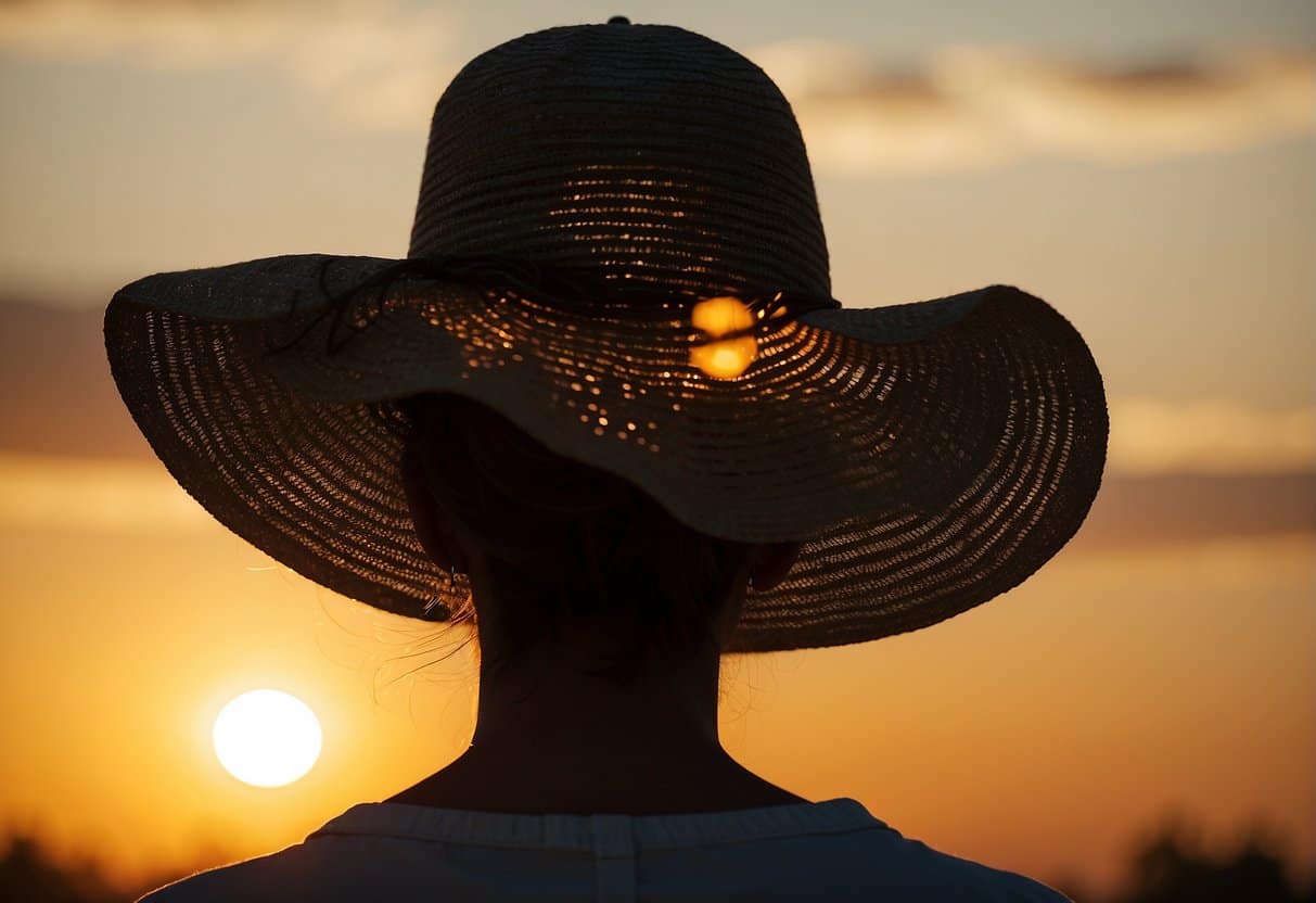 A woman's silhouette with a glowing sun setting behind her, symbolizing the transition and changes of menopause