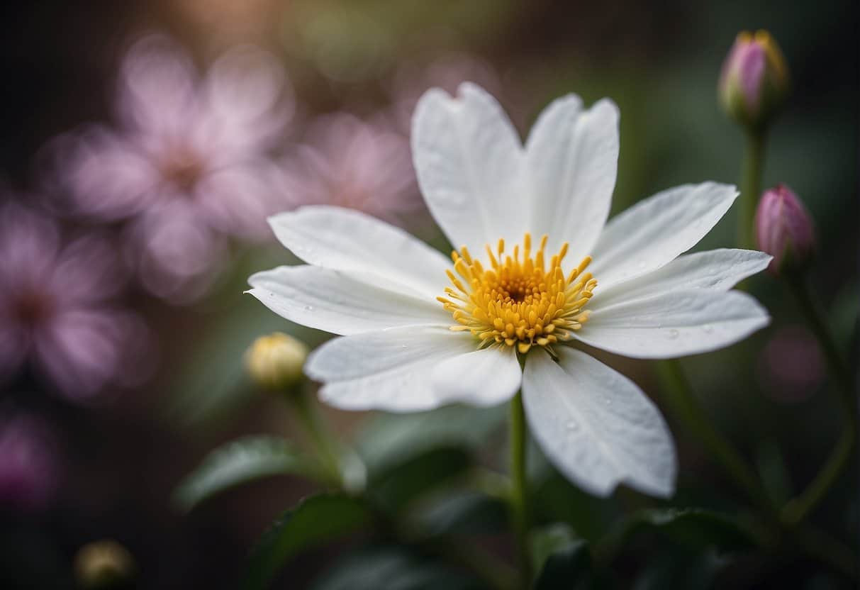 A blooming flower surrounded by withering petals, symbolizing fertility and menopause